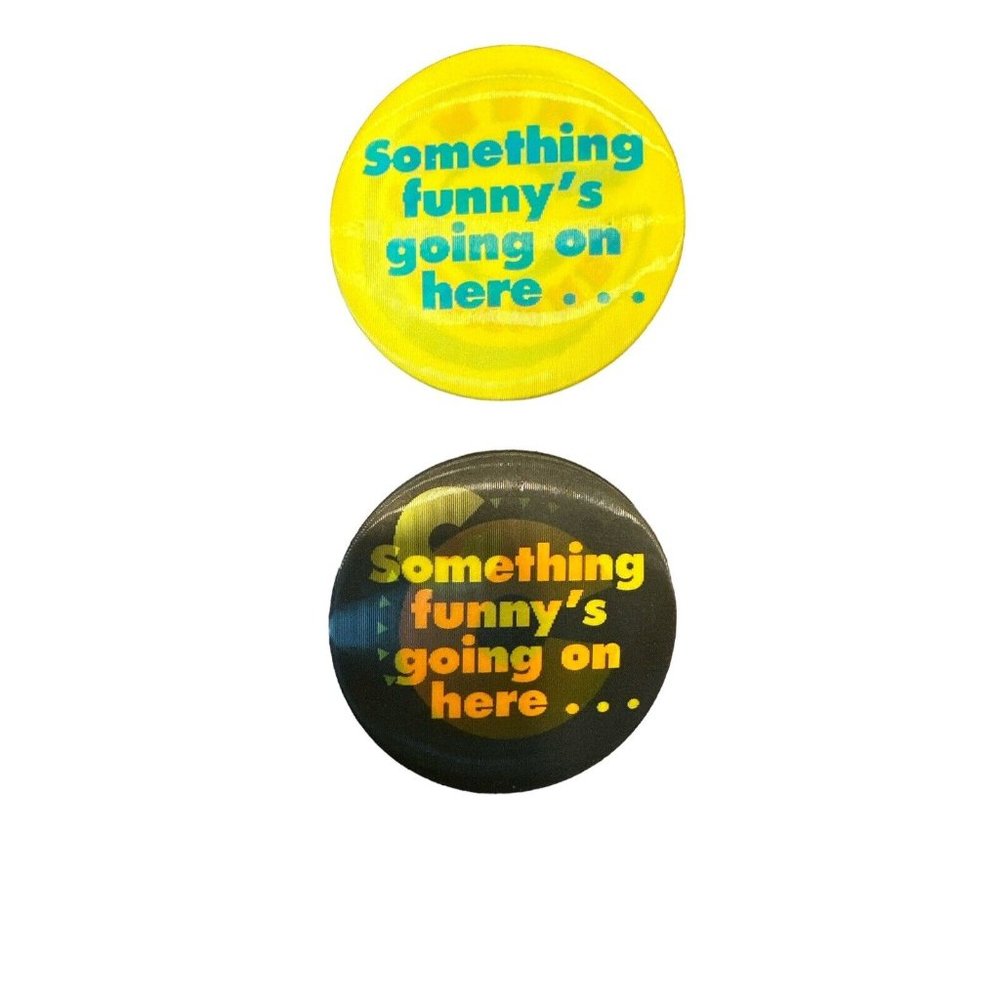 Vintage Comedy Central Channel Something Funny’s‎ Going On Here Pin Buttons (2)